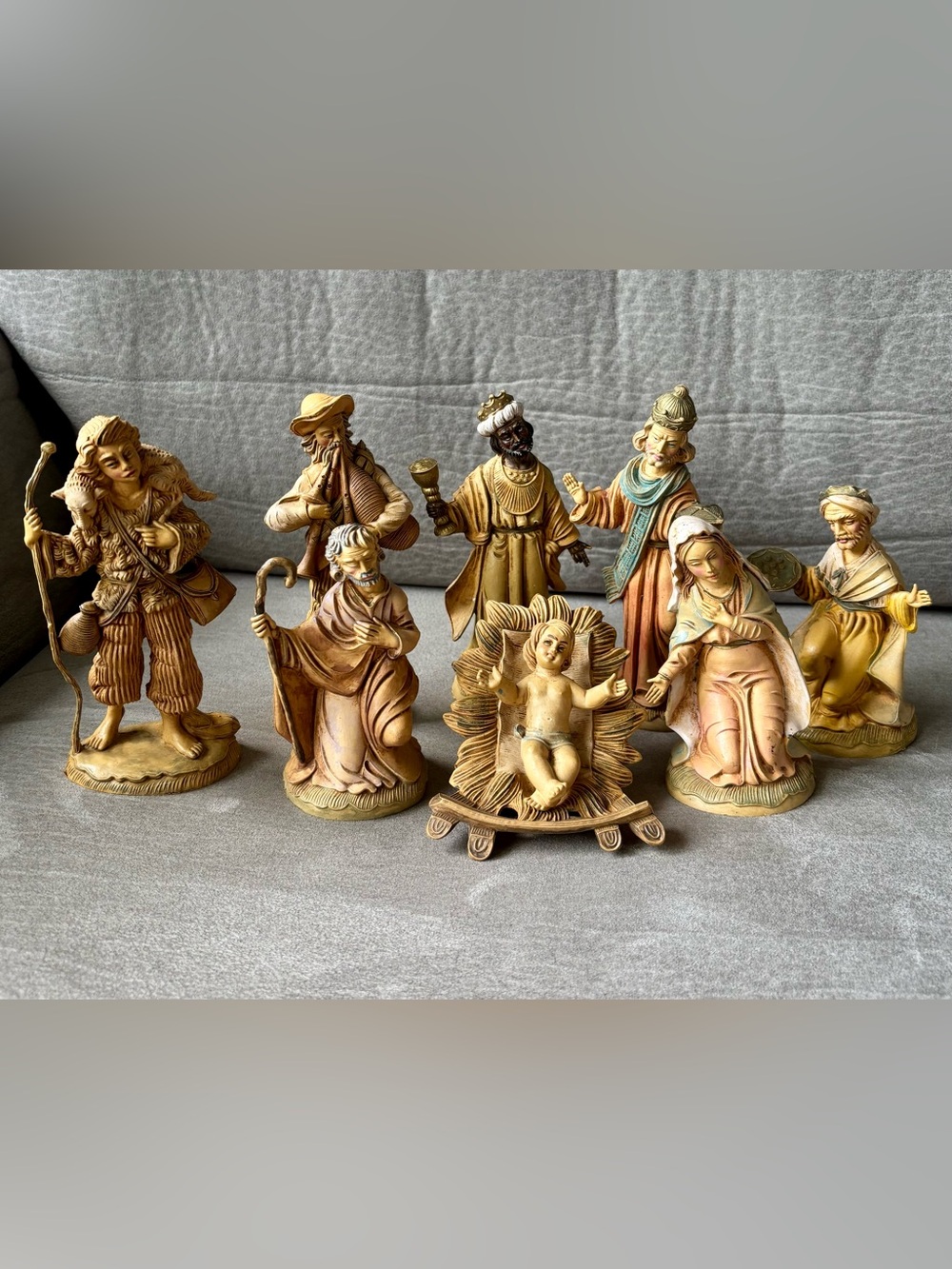 Vtg Depose Italy Nativity Set Of 8 Manger Jesus Mary Joseph Magi Wise Men